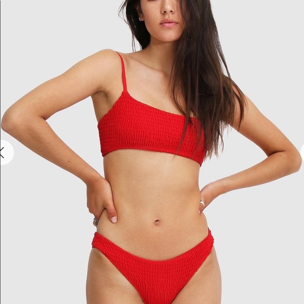 Mosmann red smocked bikini